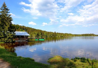 Scenic view of lake against sky