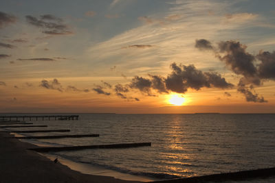 Scenic view of sea against sky during sunset