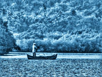 Boat sailing in sea