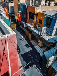 High angle view of buildings in city