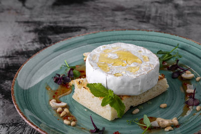 Close-up of food in plate on table