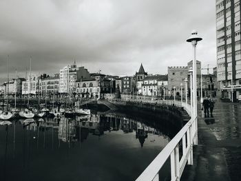 Buildings in city against cloudy sky