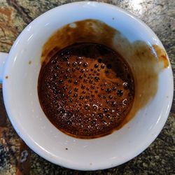 High angle view of coffee on table