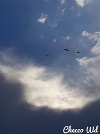 Low angle view of airplane flying in sky