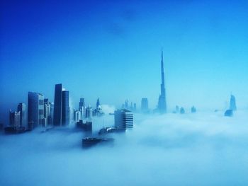 View of cityscape against clear sky