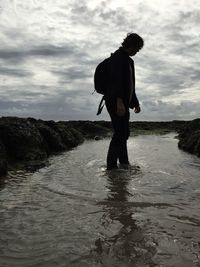 Silhouette of man on beach