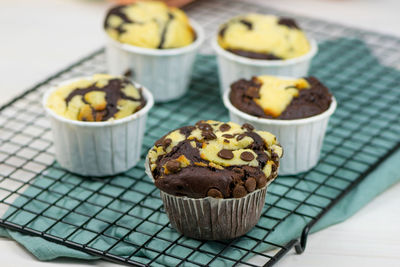 Close-up of cupcakes on table