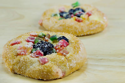 Close-up of dessert in plate on table