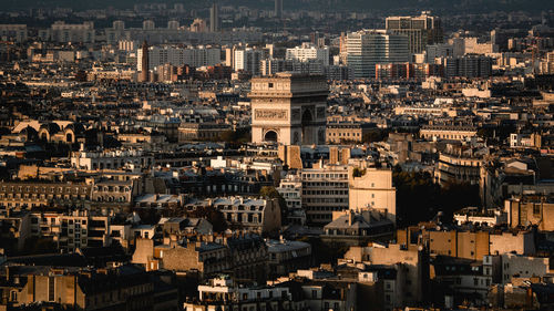 High angle view of buildings in city