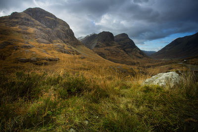 Scenic view of mountains against sky