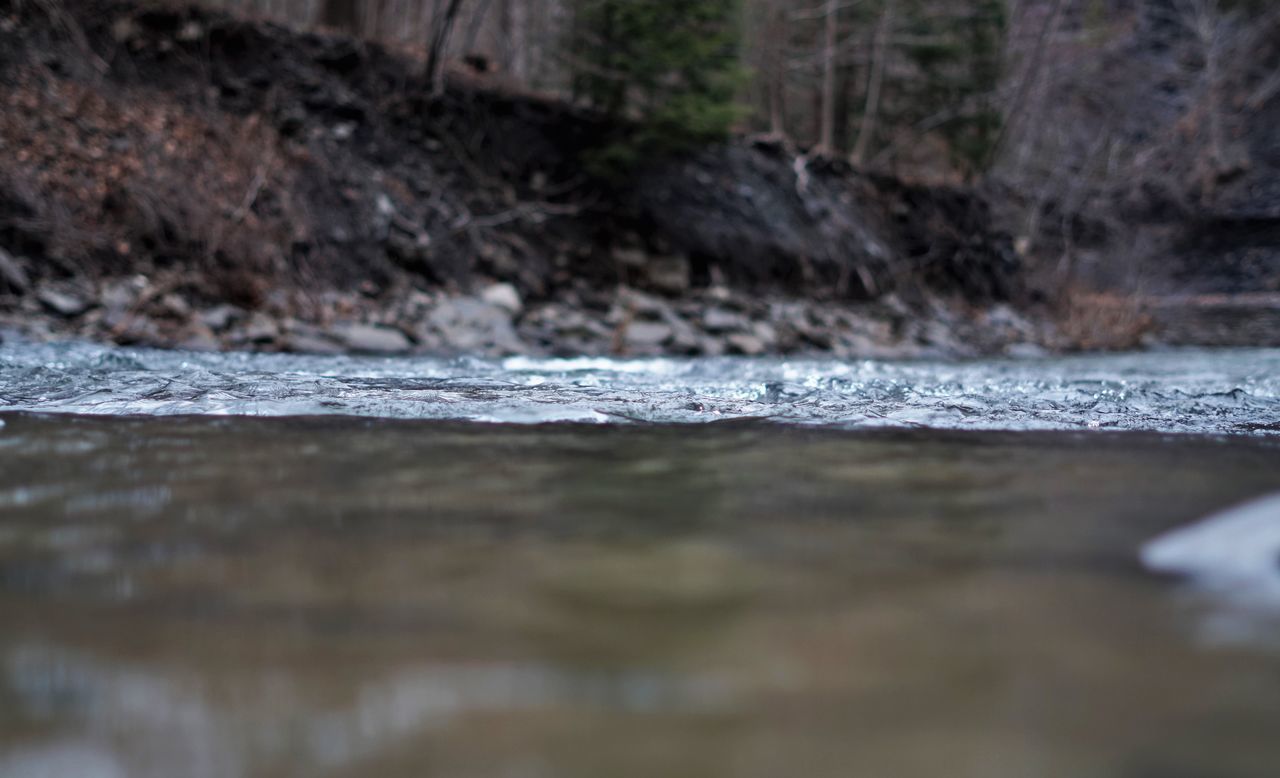 SURFACE LEVEL OF WATER FLOWING THROUGH LAND