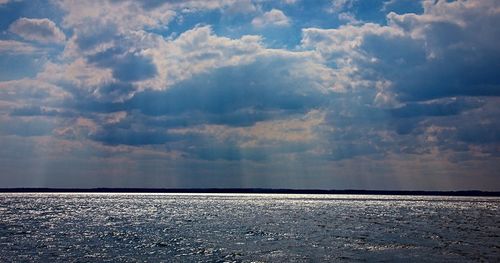 Scenic view of sea against cloudy sky