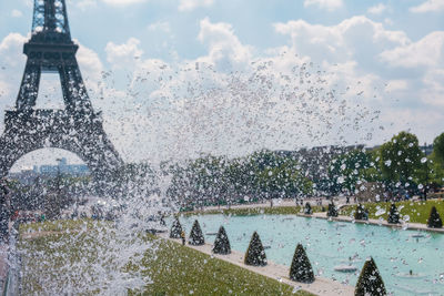 View of fountain in city
