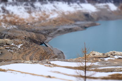 Scenic view of snow covered landscape against sky