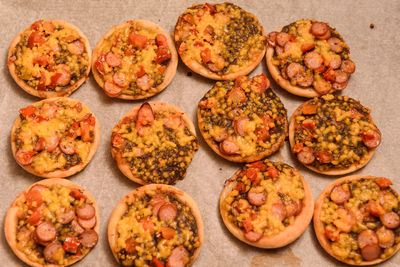 High angle view of food on table