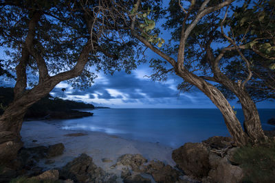 Scenic view of sea against cloudy sky