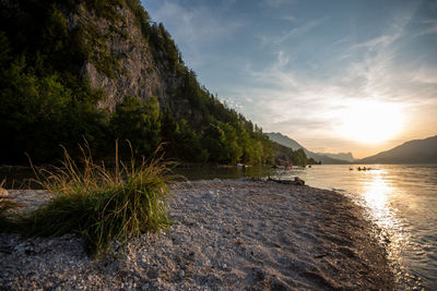 Scenic view of sea against sky during sunset