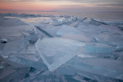 Aerial view of landscape against sky during winter
