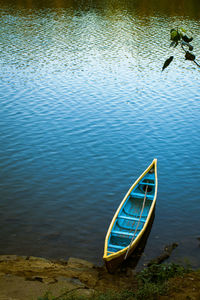 High angle view of boat in lake