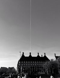 Low angle view of buildings against clear sky