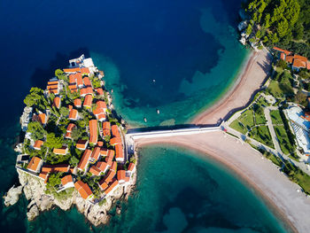 High angle view of buildings on beach