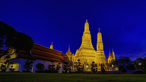 Panoramic view of temple building against blue sky