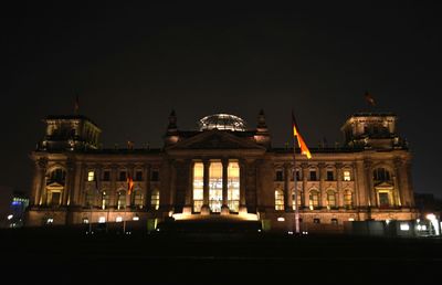 Low angle view of building at night