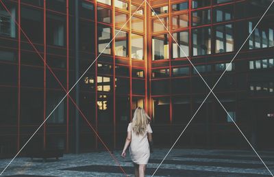 Woman standing in city