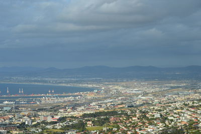 High angle view of townscape against sky