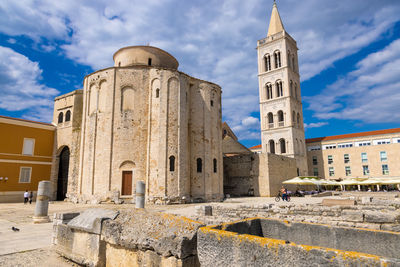 Low angle view of historic building against sky