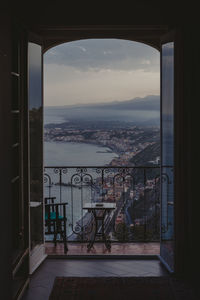 Hotel balcony view of taormina 