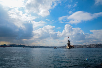 Scenic view of sea against cloudy sky