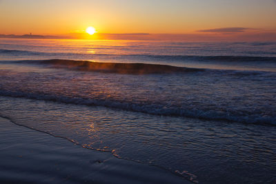 Scenic view of sea against sky during sunset