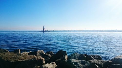 Scenic view of sea against clear sky