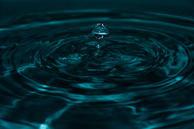 Close-up of drop falling in water