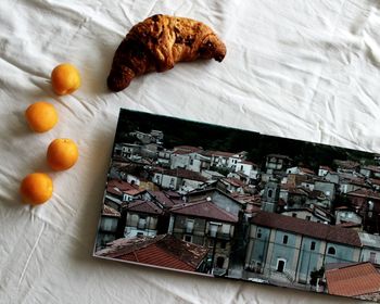 High angle view of bread on plate