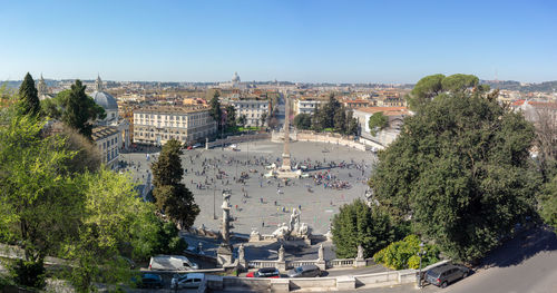 High angle view of city