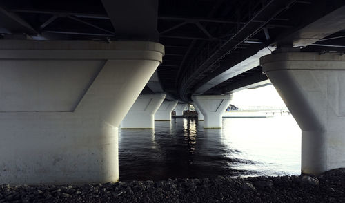 Interior of bridge over sea