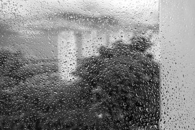 Full frame shot of raindrops on glass window