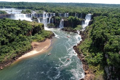 Aerial view of iguaçu's waterfalls. great landscape. nature's beauty scene,
