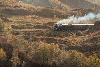 Train passing through land