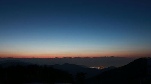 Scenic view of mountains at sunset