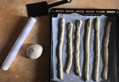 High angle view of bread in store