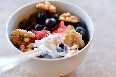 Close-up of breakfast served in bowl