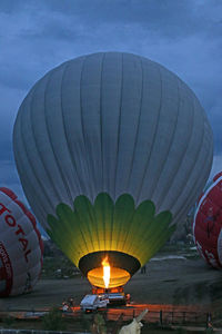 Low angle view of hot air balloon against sky