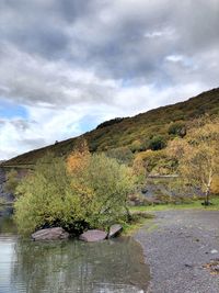 Scenic view of lake against sky