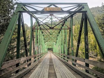 View of footbridge along trees