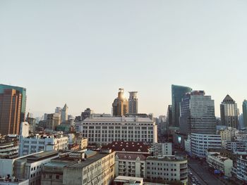 Cityscape against clear sky