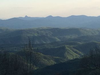 High angle view of mountains against sky