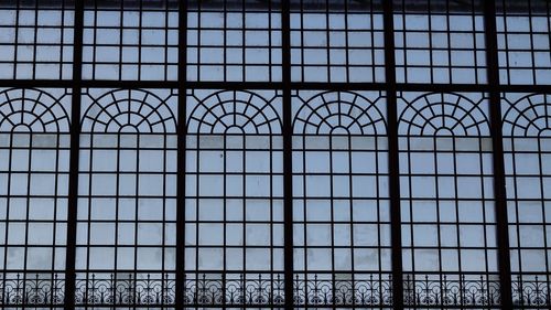 Full frame shot of metal windows in train station